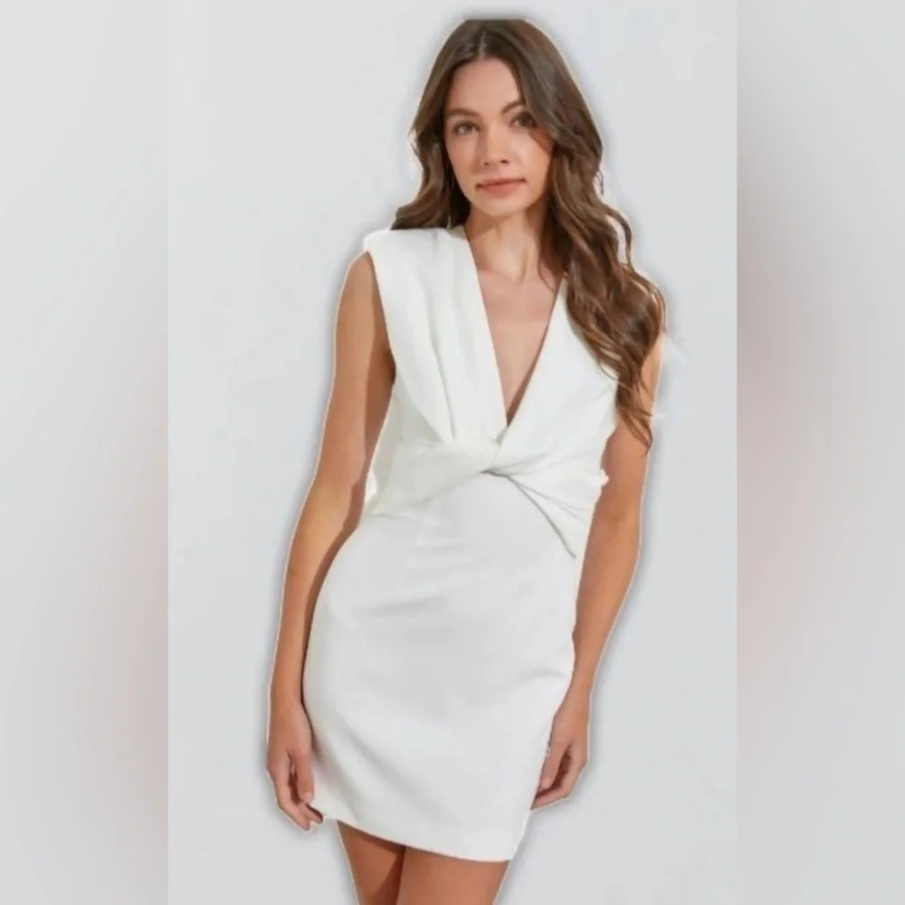 Zara Dress with Shoulder Pads‎ Knot V-Neckline